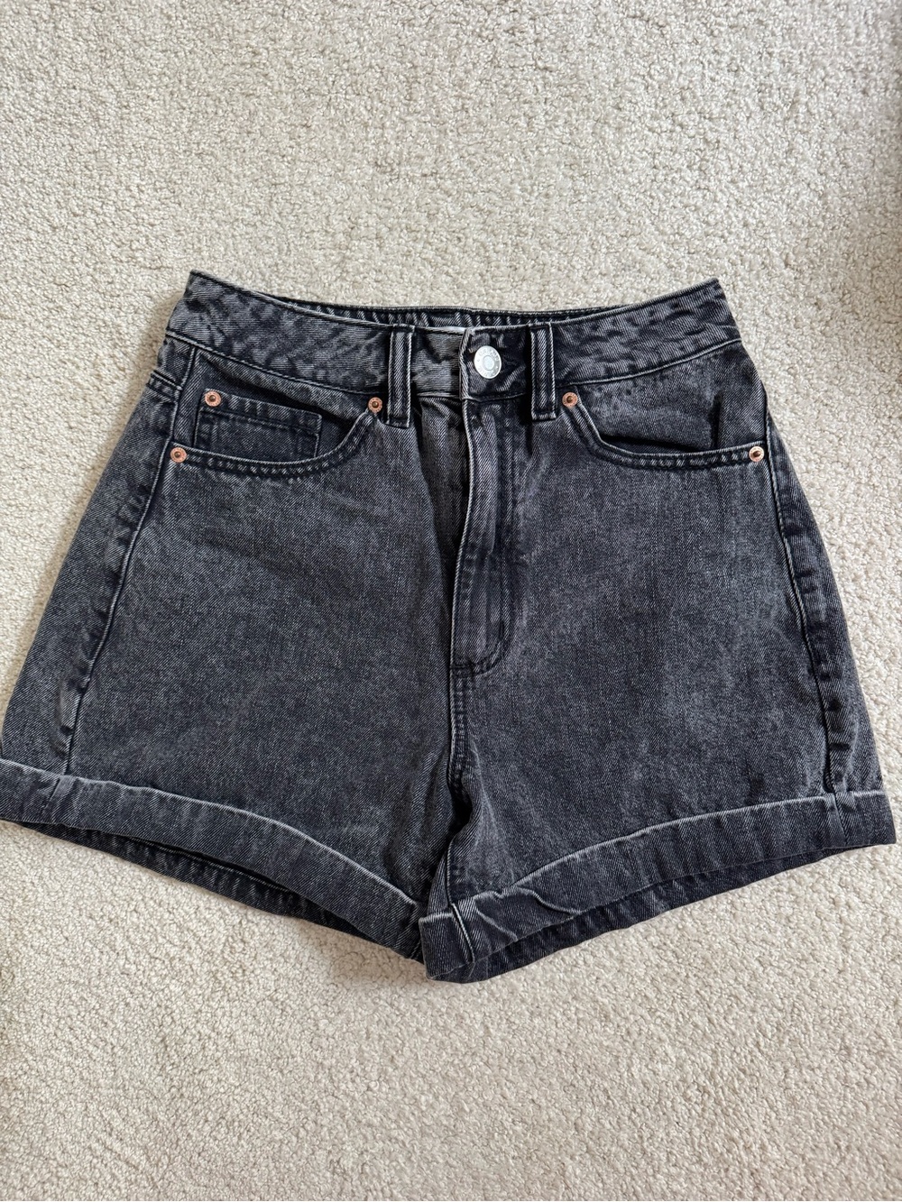 Garage - High-Waist Dark Grey Denim Women's Shorts